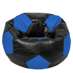 Fotoliu puf Mega Ball - imitatie piele - negru/albastru Fotoliu puf Mega Ball - imitatie piele - negru/albastru