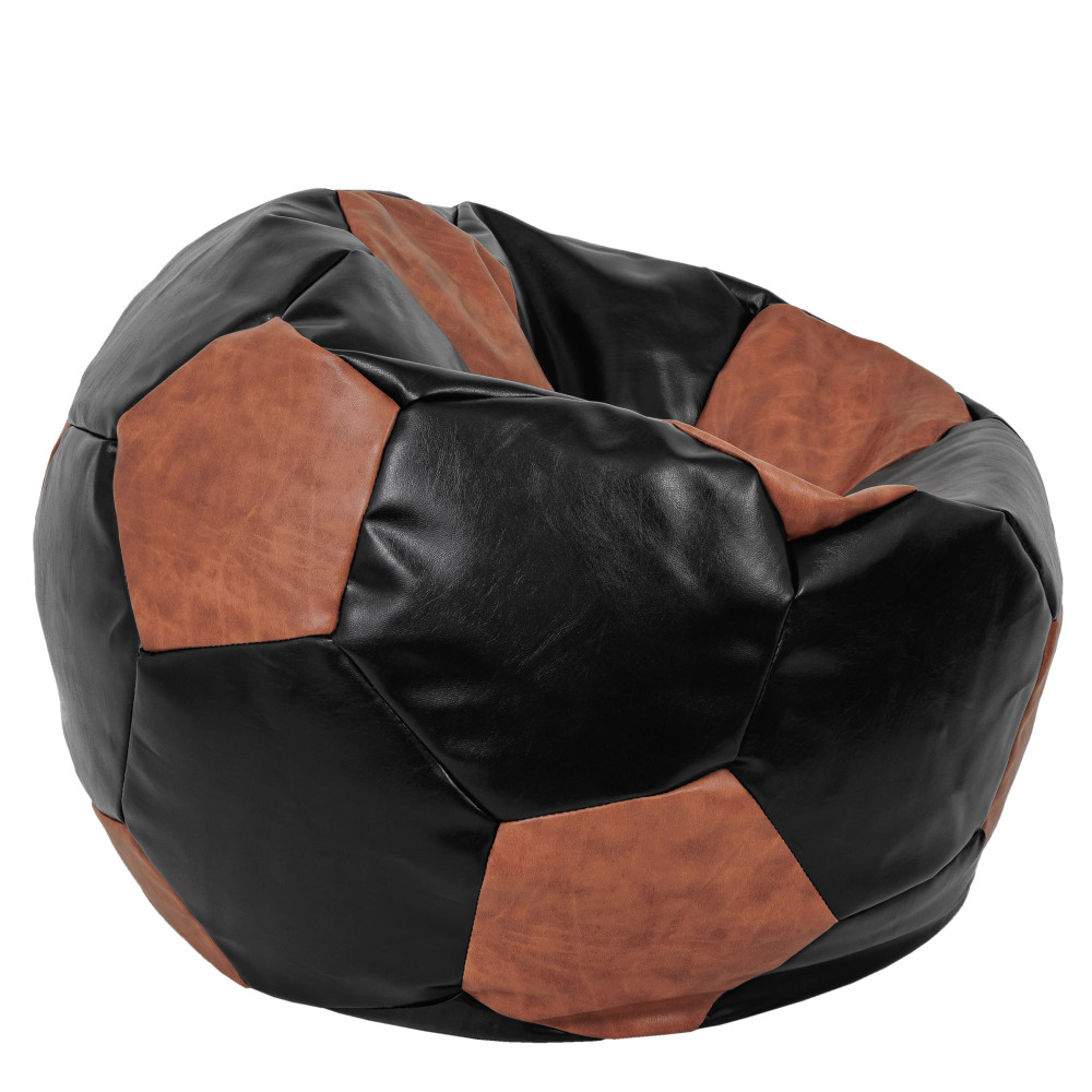 Fotoliu puf Mega Ball - imitatie piele - negru/coniac Fotoliu puf Mega Ball - imitatie piele - negru/coniac
