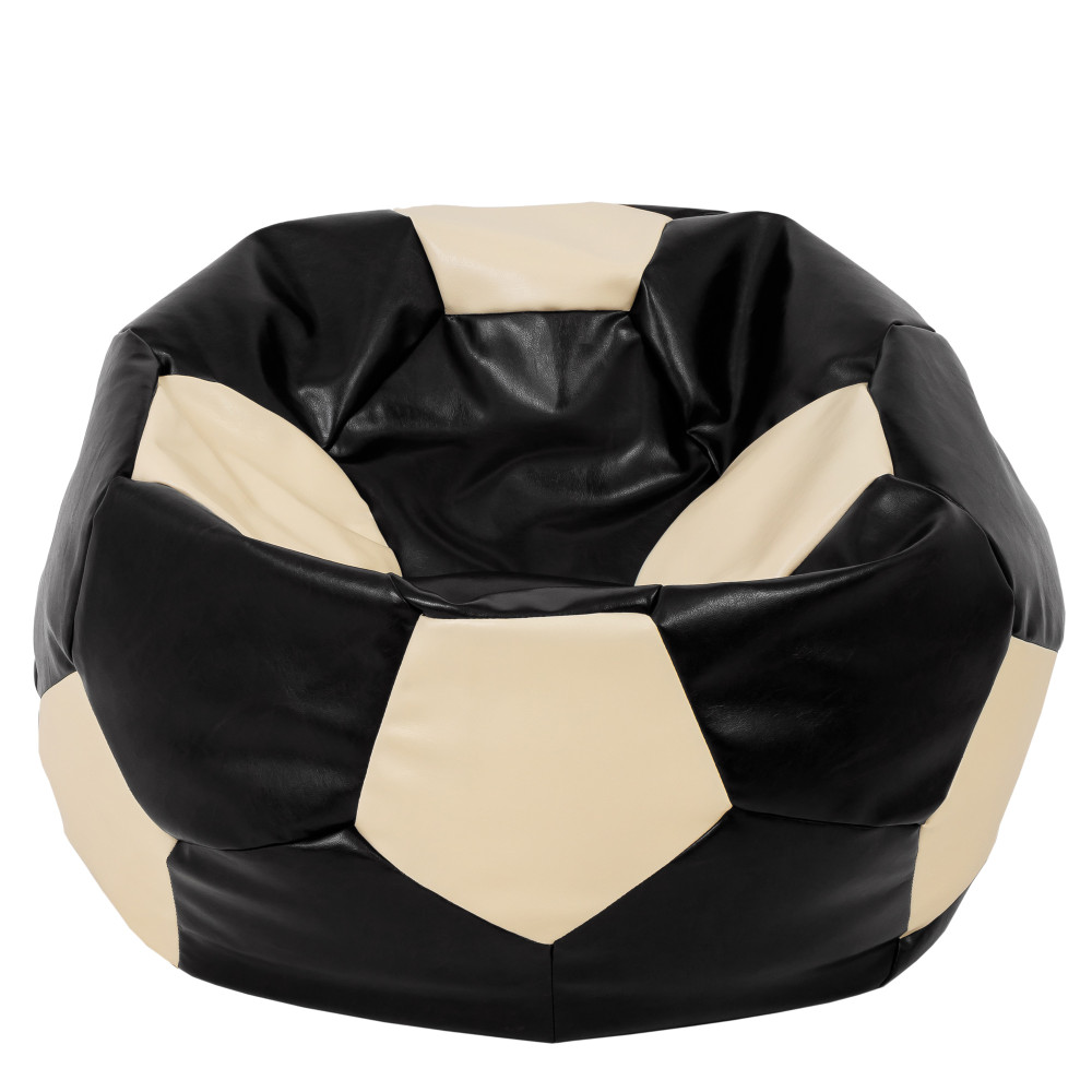 Fotoliu puf Mega Ball - imitatie piele - negru/crem Fotoliu puf Mega Ball - imitatie piele - negru/crem