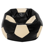 Fotoliu puf Mega Ball - imitatie piele - negru/crem