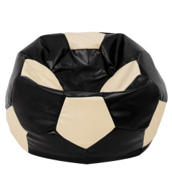 Fotoliu puf Mega Ball - imitatie piele - negru/crem Fotoliu puf Mega Ball - imitatie piele - negru/crem