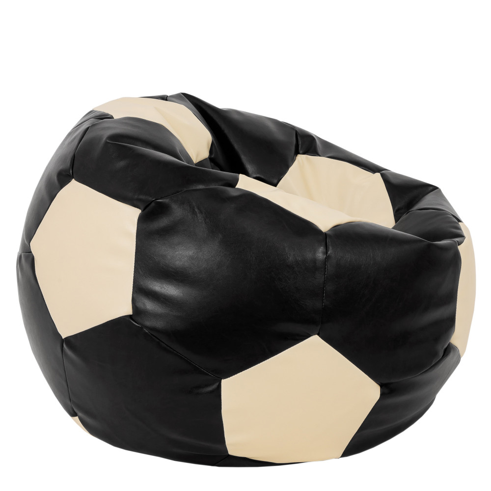 Fotoliu puf Mega Ball - imitatie piele - negru/crem Fotoliu puf Mega Ball - imitatie piele - negru/crem