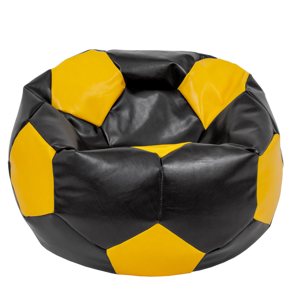 Fotoliu puf Mega Ball - imitatie piele - negru/galben Fotoliu puf Mega Ball - imitatie piele - negru/galben