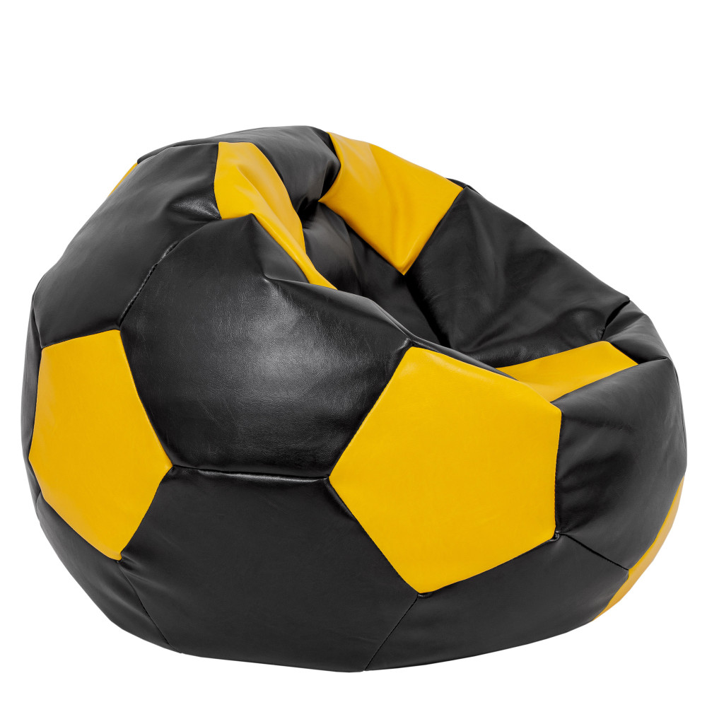 Fotoliu puf Mega Ball - imitatie piele - negru/galben Fotoliu puf Mega Ball - imitatie piele - negru/galben