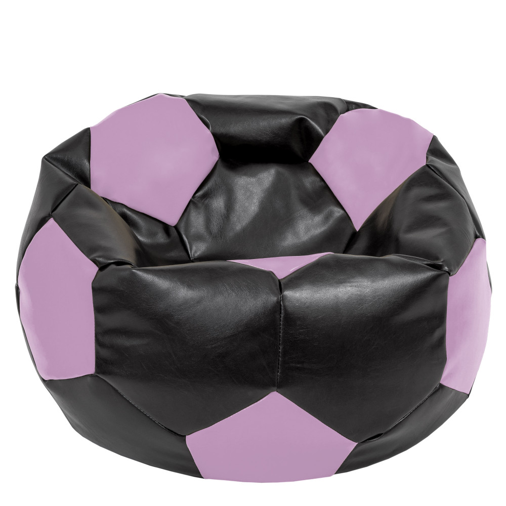 Fotoliu puf Mega Ball - imitatie piele - negru/mov Fotoliu puf Mega Ball - imitatie piele - negru/mov