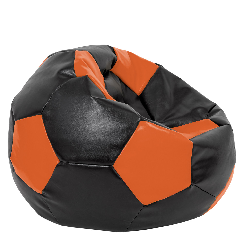 Fotoliu puf Mega Ball - imitatie piele - negru/portocaliu Fotoliu puf Mega Ball - imitatie piele - negru/portocaliu