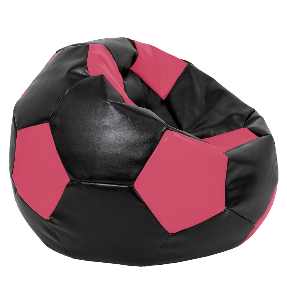 Fotoliu puf Mega Ball - imitatie piele - negru/roz Fotoliu puf Mega Ball - imitatie piele - negru/roz