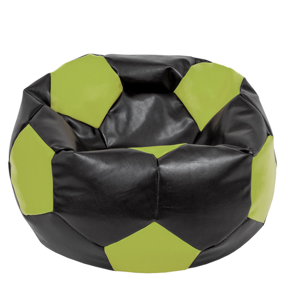 Fotoliu puf Mega Ball - imitatie piele - negru/verde Fotoliu puf Mega Ball - imitatie piele - negru/verde