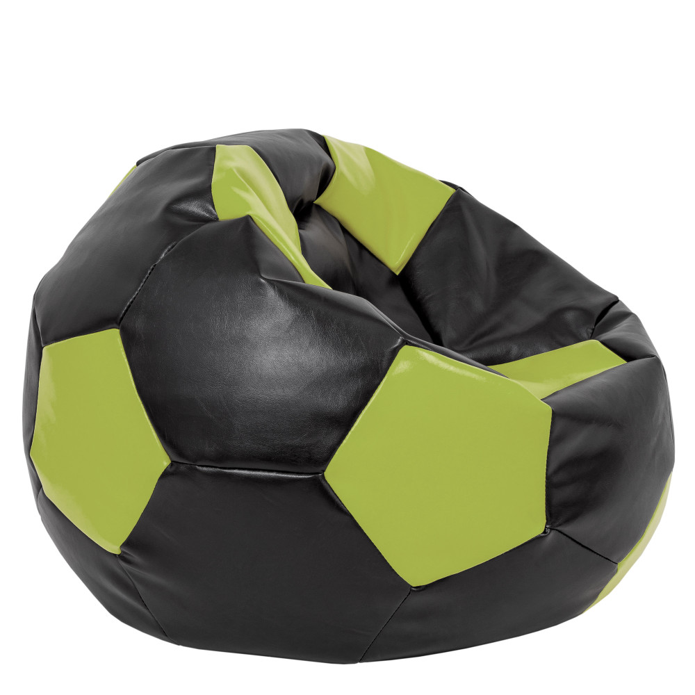 Fotoliu puf Mega Ball - imitatie piele - negru/verde Fotoliu puf Mega Ball - imitatie piele - negru/verde