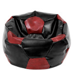 Fotoliu puf Mega Ball - imitatie piele - negru/bordo