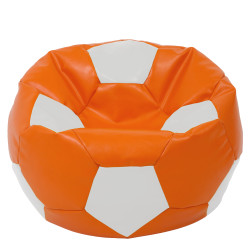 Fotoliu puf Mega Ball - imitatie piele - portocaliu/alb Fotoliu puf Mega Ball - imitatie piele - portocaliu/alb