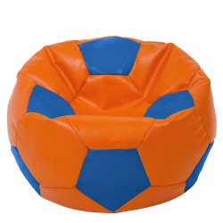 Fotoliu puf Mega Ball - imitatie piele - portocaliu/albastru Fotoliu puf Mega Ball - imitatie piele - portocaliu/albastru