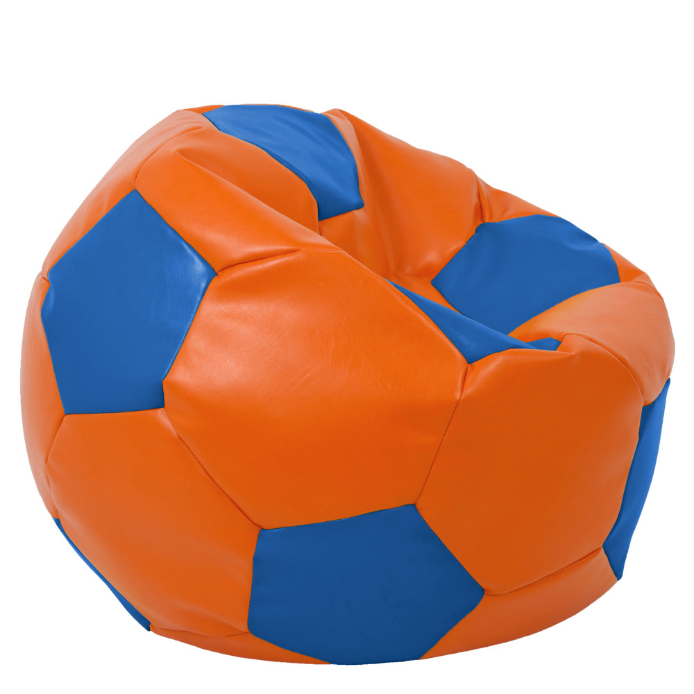 Fotoliu puf Mega Ball - imitatie piele - portocaliu/albastru Fotoliu puf Mega Ball - imitatie piele - portocaliu/albastru