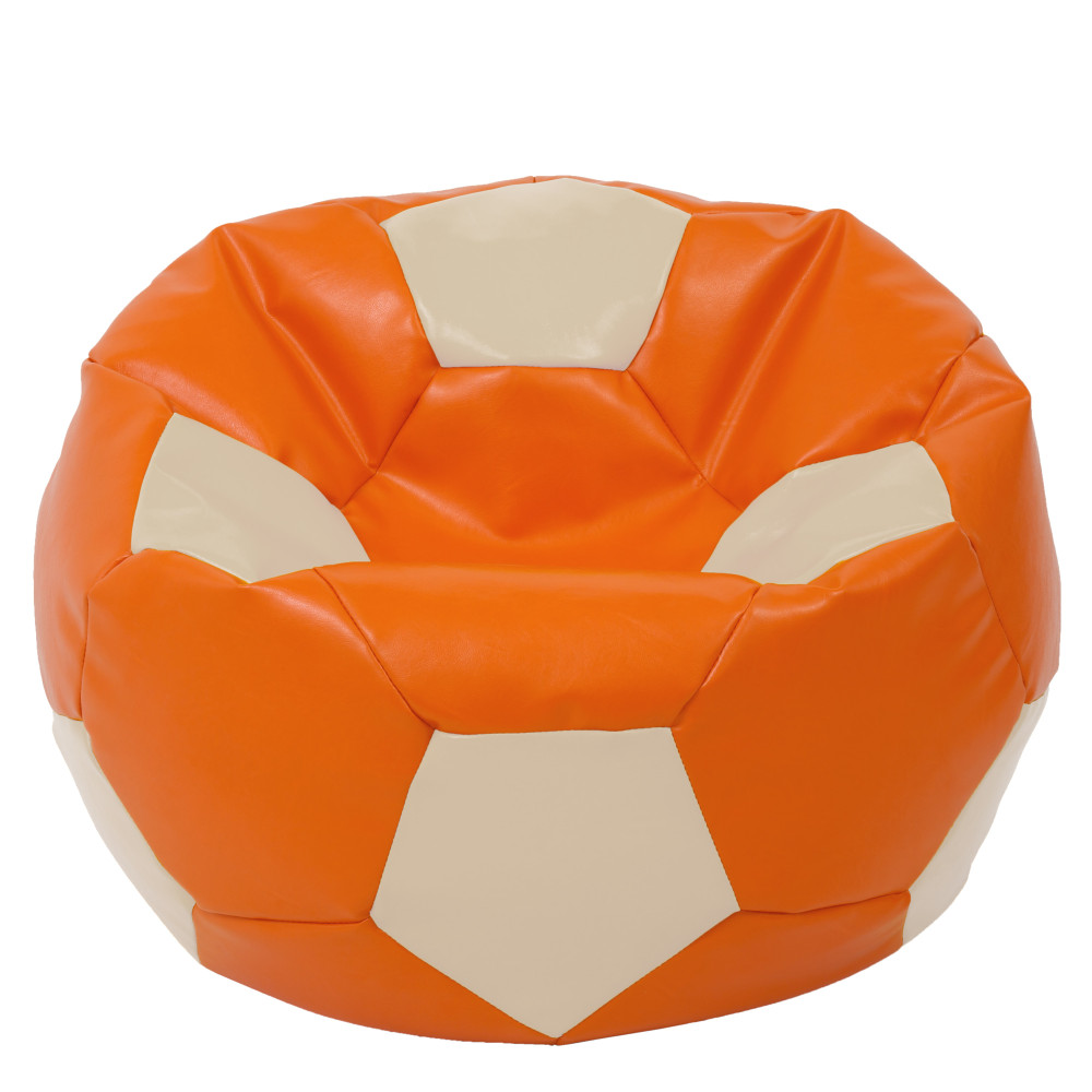 Fotoliu puf Mega Ball - imitatie piele - portocaliu/crem Fotoliu puf Mega Ball - imitatie piele - portocaliu/crem