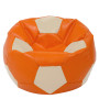 Fotoliu puf Mega Ball - imitatie piele - portocaliu/crem Fotoliu puf Mega Ball - imitatie piele - portocaliu/crem
