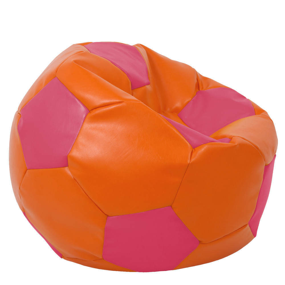Fotoliu puf Mega Ball - imitatie piele - portocaliu/roz Fotoliu puf Mega Ball - imitatie piele - portocaliu/roz