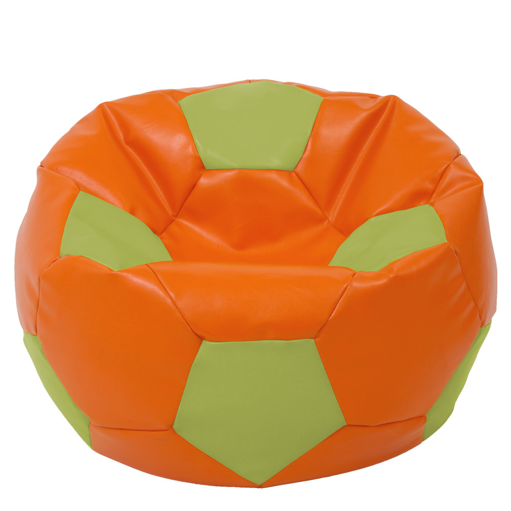 Fotoliu puf Mega Ball - imitatie piele - portocaliu/verde Fotoliu puf Mega Ball - imitatie piele - portocaliu/verde