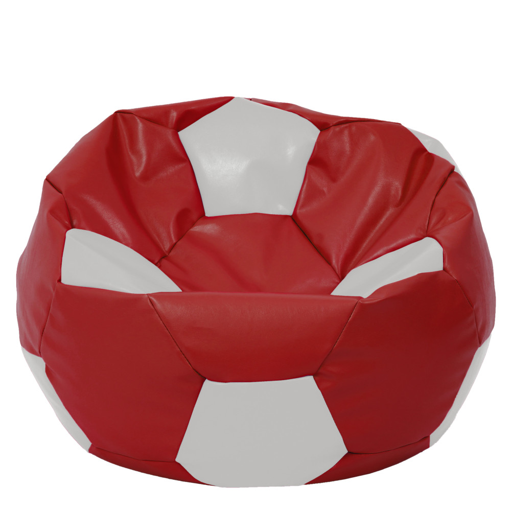 Fotoliu puf Mega Ball - imitatie piele - rosu/alb Fotoliu puf Mega Ball - imitatie piele - rosu/alb