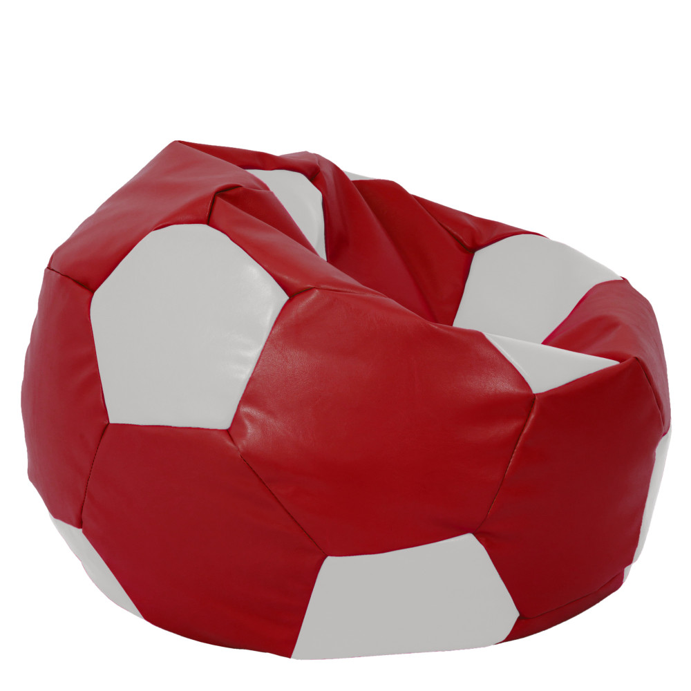 Fotoliu puf Mega Ball - imitatie piele - rosu/alb Fotoliu puf Mega Ball - imitatie piele - rosu/alb