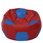 Fotoliu puf Mega Ball - imitatie piele - rosu/albastru