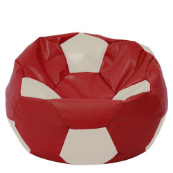 Fotoliu puf Mega Ball - imitatie piele - rosu/crem Fotoliu puf Mega Ball - imitatie piele - rosu/crem