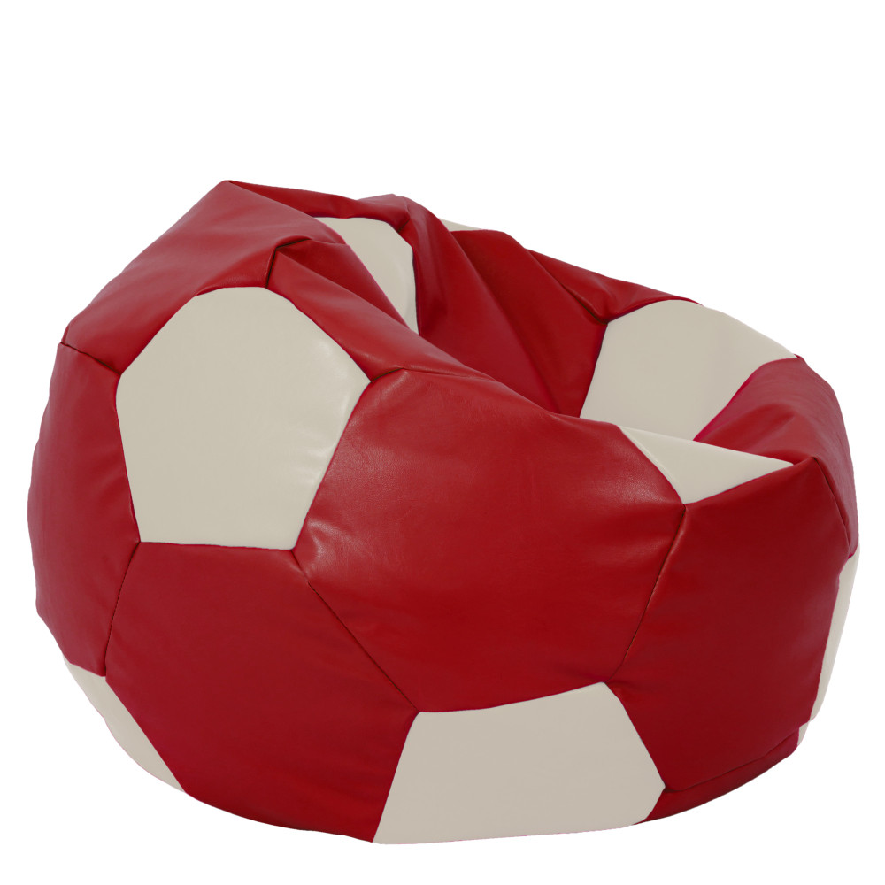 Fotoliu puf Mega Ball - imitatie piele - rosu/crem Fotoliu puf Mega Ball - imitatie piele - rosu/crem