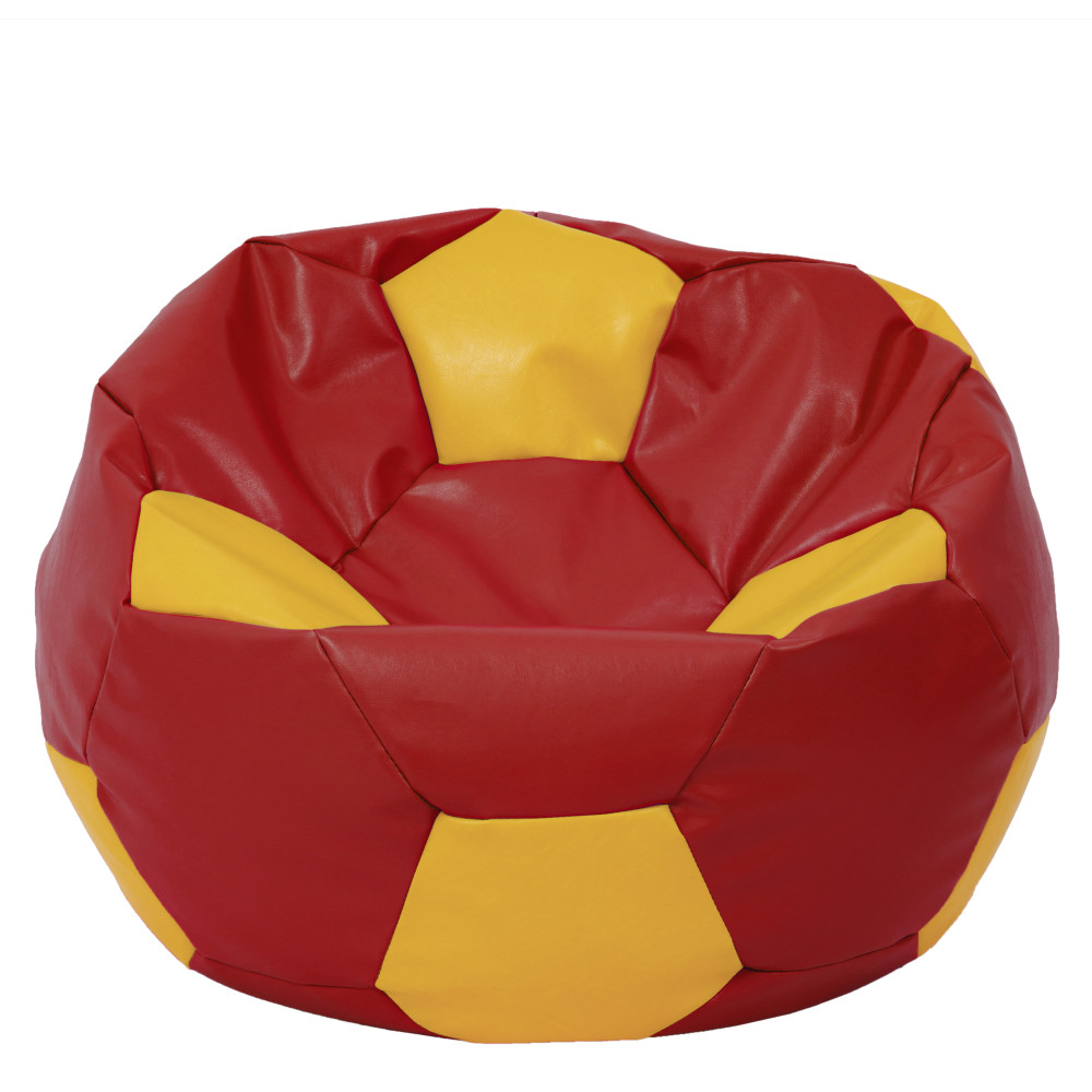 Fotoliu puf Mega Ball - imitatie piele - rosu/galben Fotoliu puf Mega Ball - imitatie piele - rosu/galben
