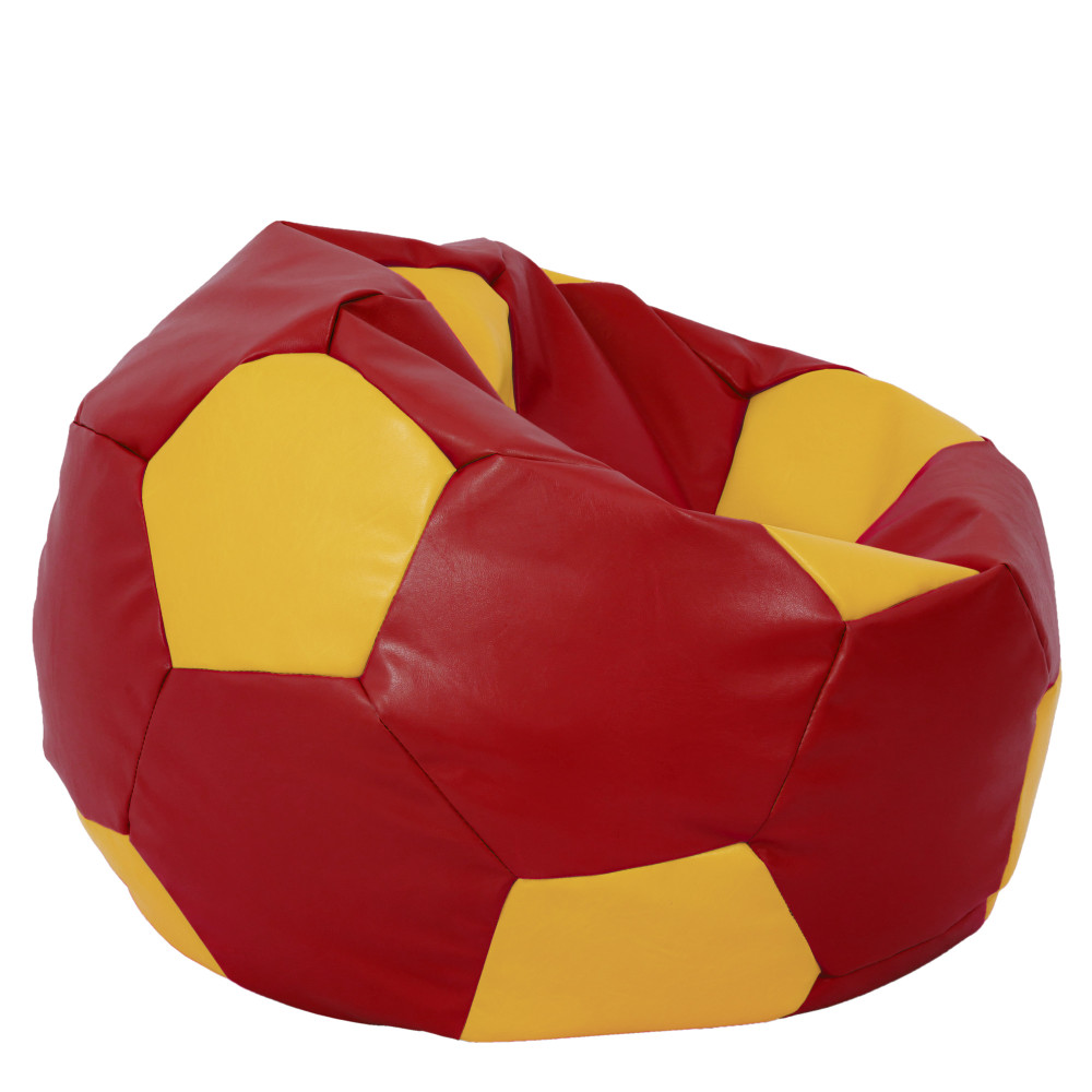 Fotoliu puf Mega Ball - imitatie piele - rosu/galben Fotoliu puf Mega Ball - imitatie piele - rosu/galben