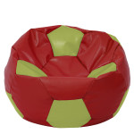Fotoliu puf Mega Ball - imitatie piele - rosu/verde