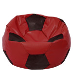 Fotoliu puf Mega Ball - imitatie piele - rosu/wenge