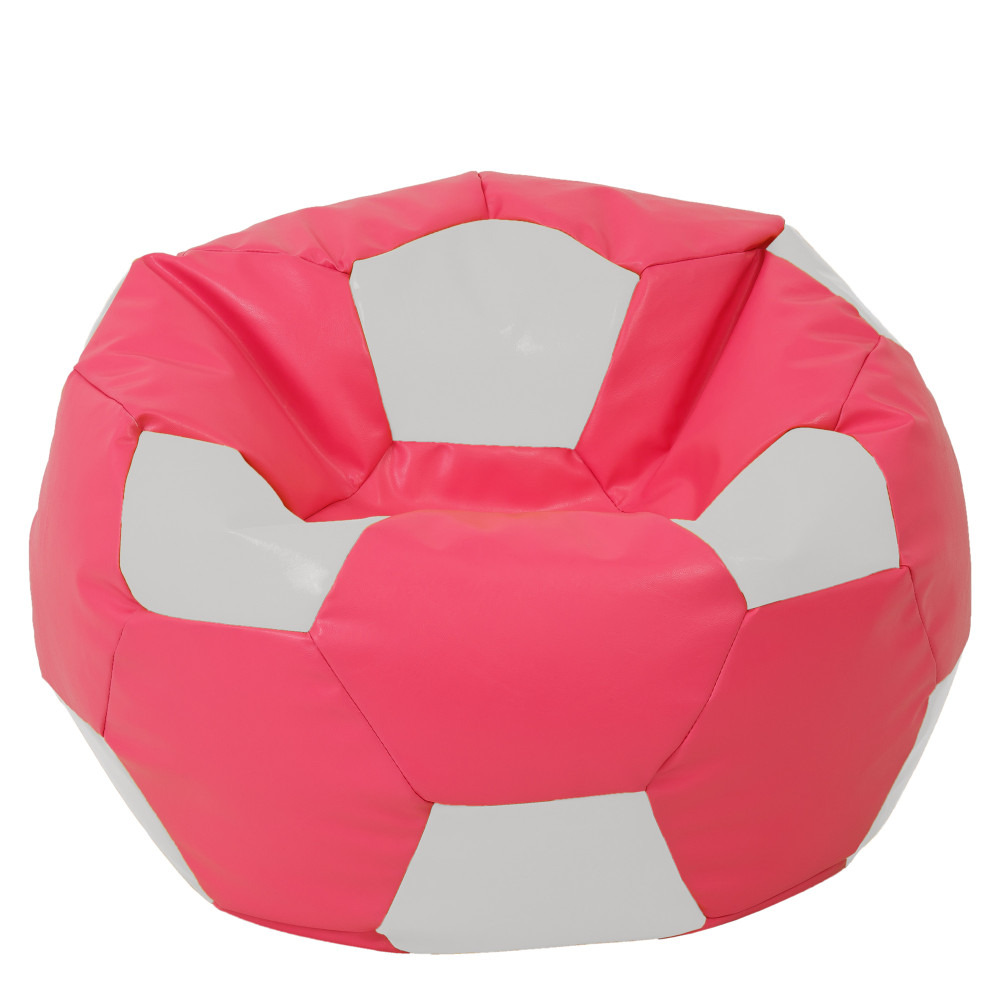 Fotoliu puf Mega Ball - imitatie piele - roz/alb Fotoliu puf Mega Ball - imitatie piele - roz/alb