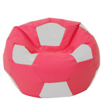 Fotoliu puf Mega Ball - imitatie piele - roz/alb