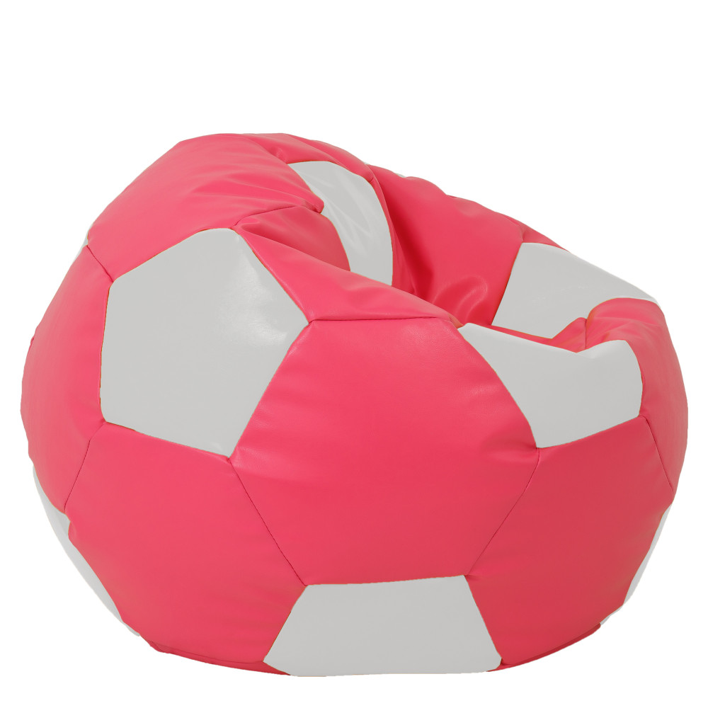 Fotoliu puf Mega Ball - imitatie piele - roz/alb Fotoliu puf Mega Ball - imitatie piele - roz/alb
