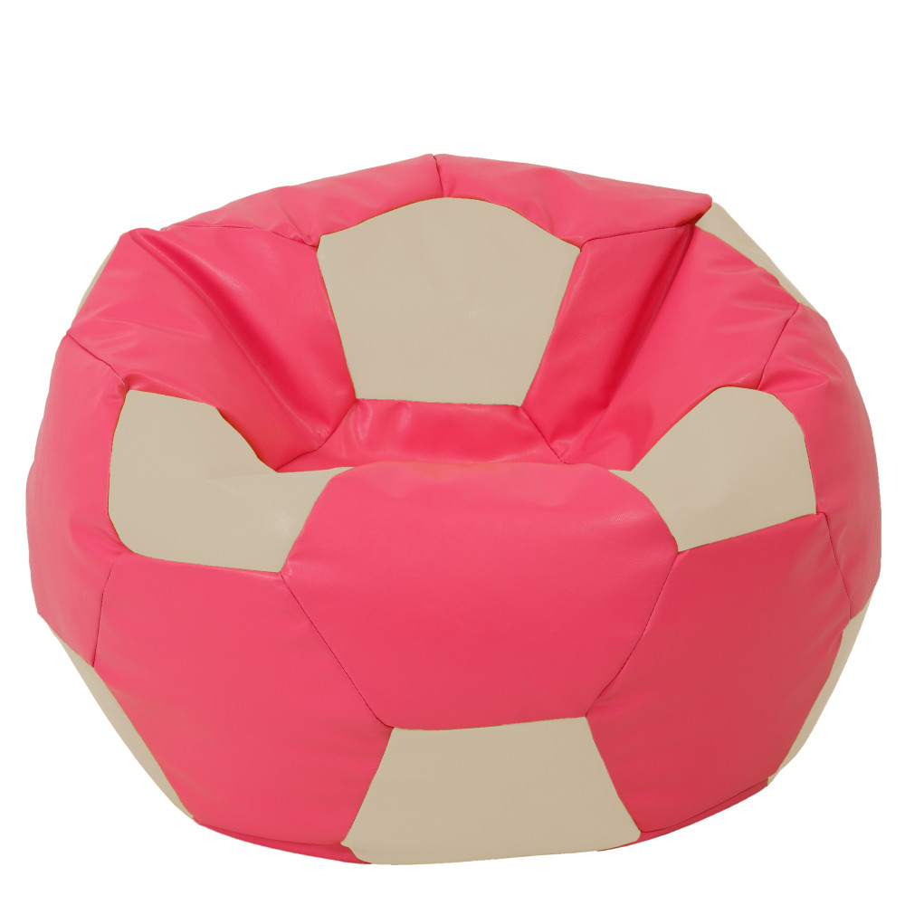 Fotoliu puf Mega Ball - imitatie piele - roz/crem Fotoliu puf Mega Ball - imitatie piele - roz/crem