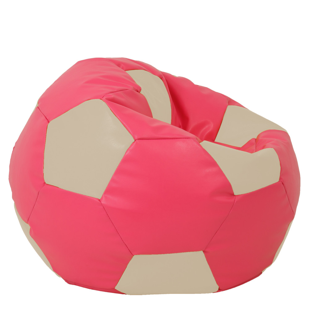 Fotoliu puf Mega Ball - imitatie piele - roz/crem Fotoliu puf Mega Ball - imitatie piele - roz/crem