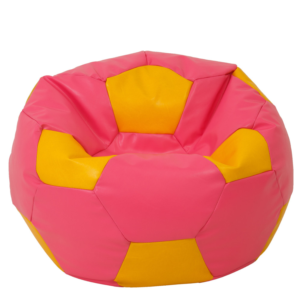 Fotoliu puf Mega Ball - imitatie piele - roz/galben Fotoliu puf Mega Ball - imitatie piele - roz/galben
