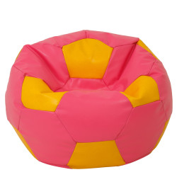 Fotoliu puf Mega Ball - imitatie piele - roz/galben Fotoliu puf Mega Ball - imitatie piele - roz/galben