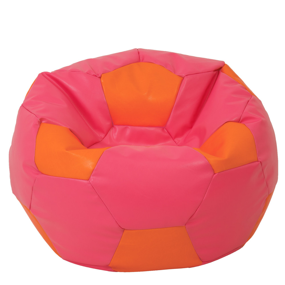 Fotoliu puf Mega Ball - imitatie piele - roz/portocaliu Fotoliu puf Mega Ball - imitatie piele - roz/portocaliu