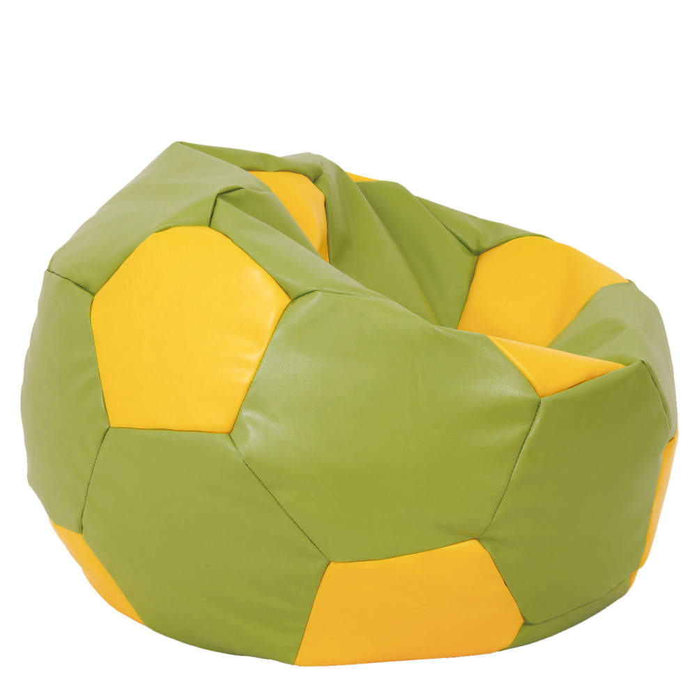 Fotoliu puf Mega Ball - imitatie piele - verde/galben Fotoliu puf Mega Ball - imitatie piele - verde/galben