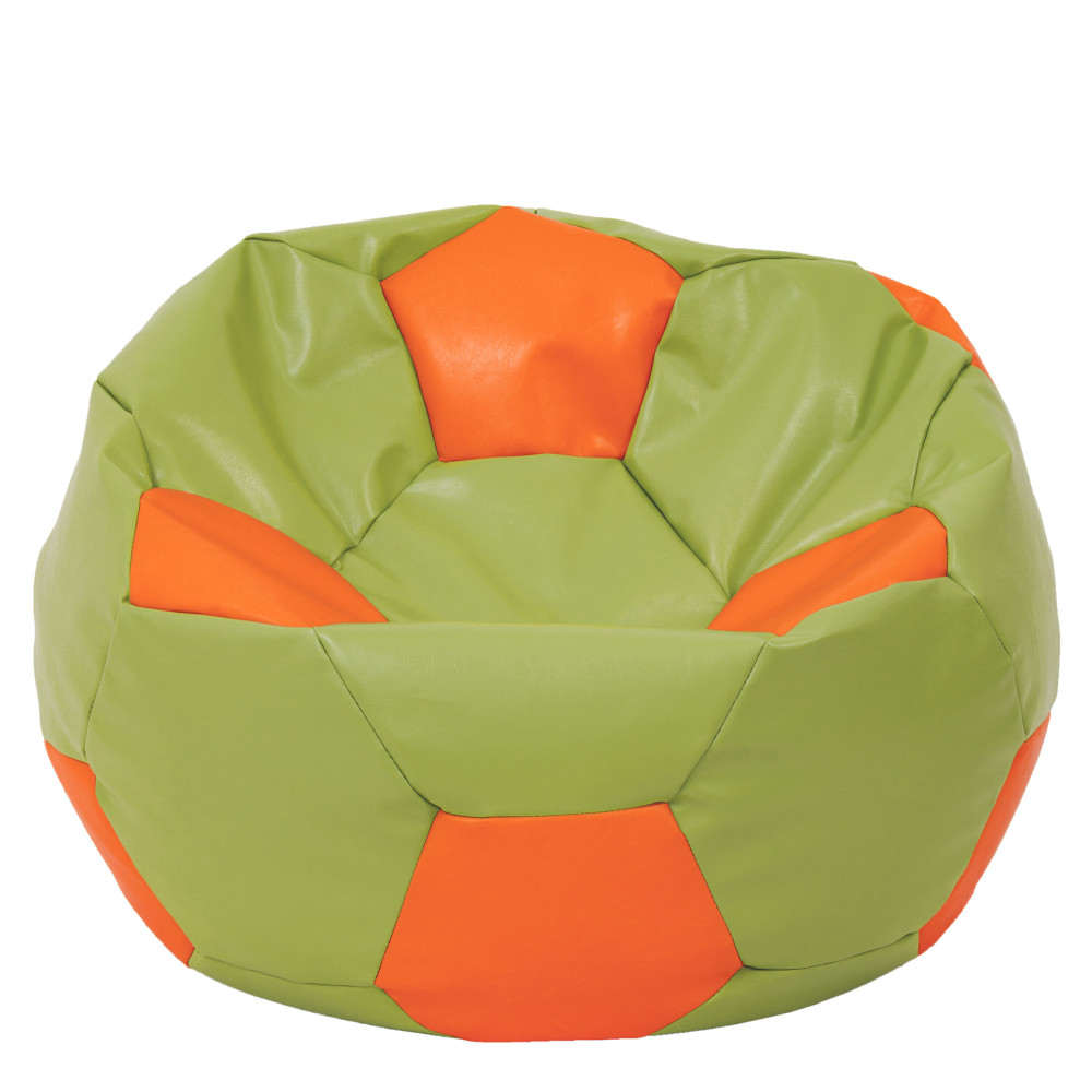 Fotoliu puf Mega Ball - imitatie piele - verde/portocaliu Fotoliu puf Mega Ball - imitatie piele - verde/portocaliu