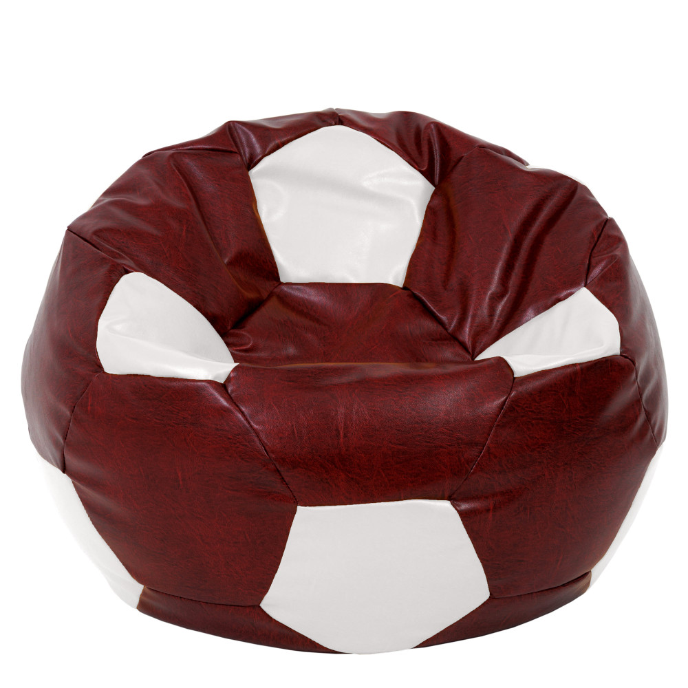 Fotoliu puf Mega Ball - imitatie piele - bordo/alb Fotoliu puf Mega Ball - imitatie piele - bordo/alb