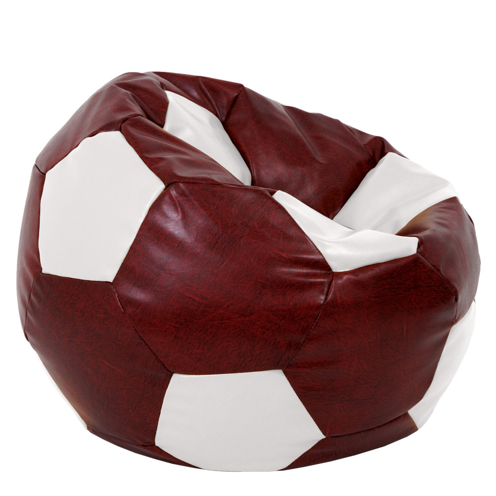 Fotoliu puf Mega Ball - imitatie piele - bordo/alb Fotoliu puf Mega Ball - imitatie piele - bordo/alb
