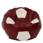 Fotoliu puf Mega Ball - imitatie piele - bordo/crem