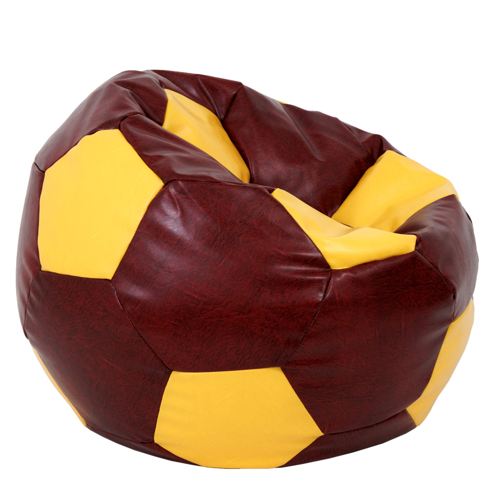 Fotoliu puf Mega Ball - imitatie piele - bordo/galben Fotoliu puf Mega Ball - imitatie piele - bordo/galben