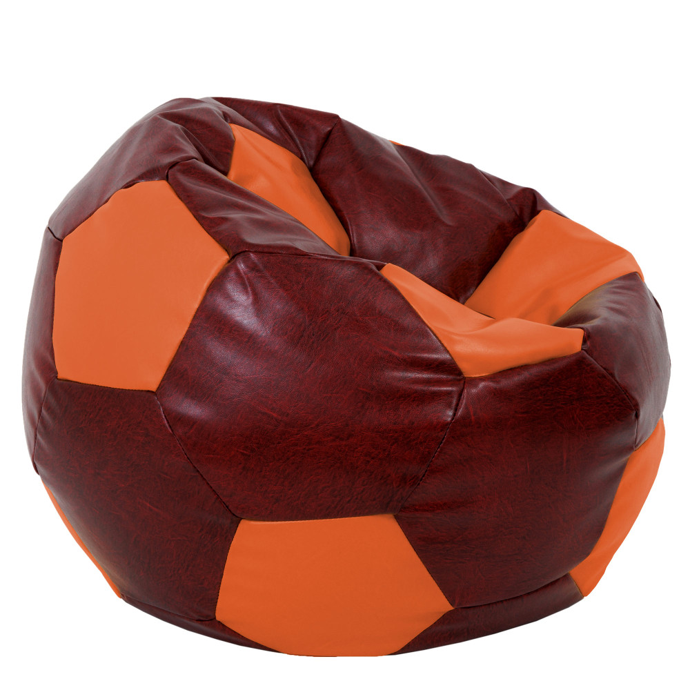 Fotoliu puf Mega Ball - imitatie piele - bordo/portocaliu Fotoliu puf Mega Ball - imitatie piele - bordo/portocaliu