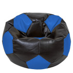 Fotoliu puf Mega Ball - imitatie piele - wenge/albastru