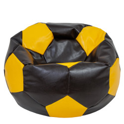 Fotoliu puf Mega Ball - imitatie piele - wenge/galben Fotoliu puf Mega Ball - imitatie piele - wenge/galben