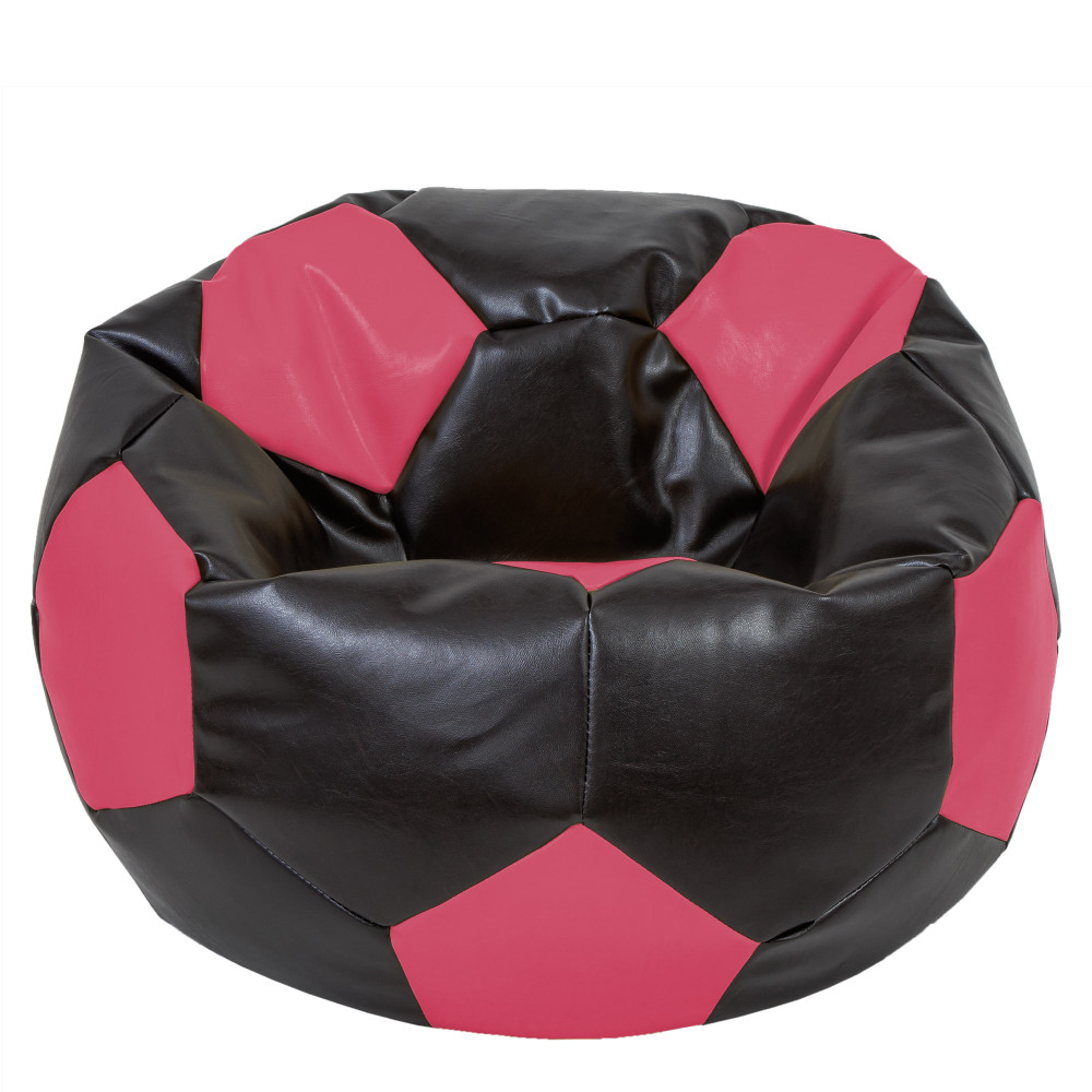 Fotoliu puf Mega Ball - imitatie piele - wenge/roz Fotoliu puf Mega Ball - imitatie piele - wenge/roz