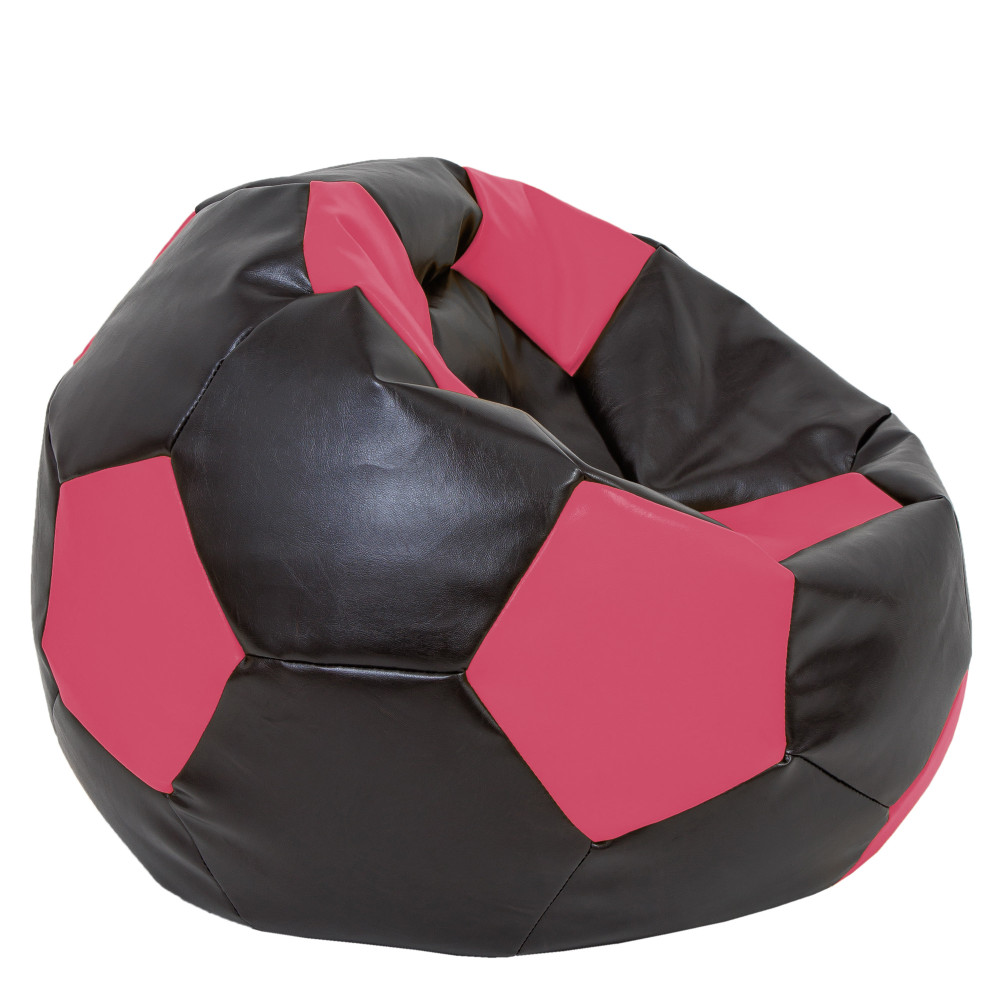 Fotoliu puf Mega Ball - imitatie piele - wenge/roz Fotoliu puf Mega Ball - imitatie piele - wenge/roz