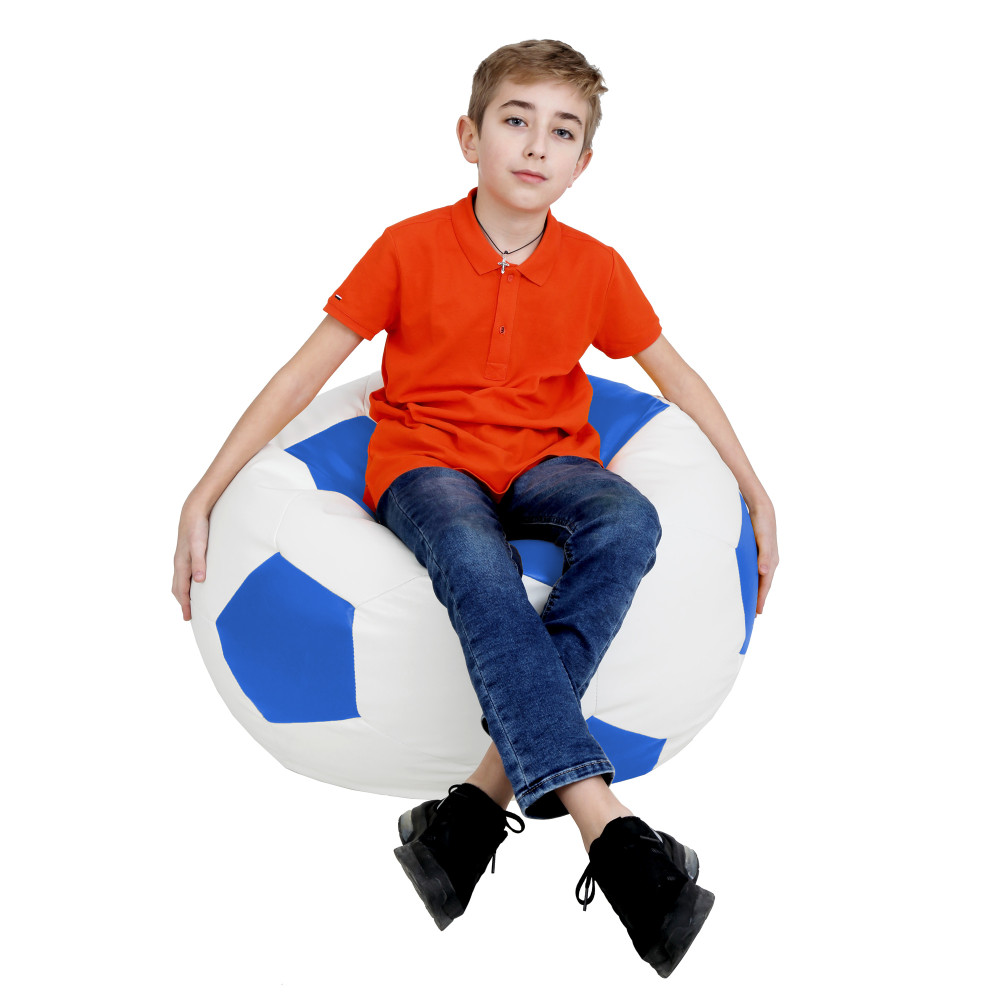 Fotoliu puf Mondo Ball - imitatie piele - alb/albastru Fotoliu puf Mondo Ball - imitatie piele - alb/albastru